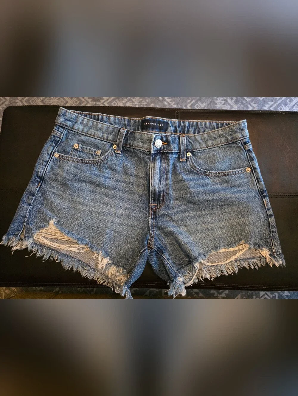 Aeropostale Denim Baggy Shorts in Light Blue with Contrast Stitching